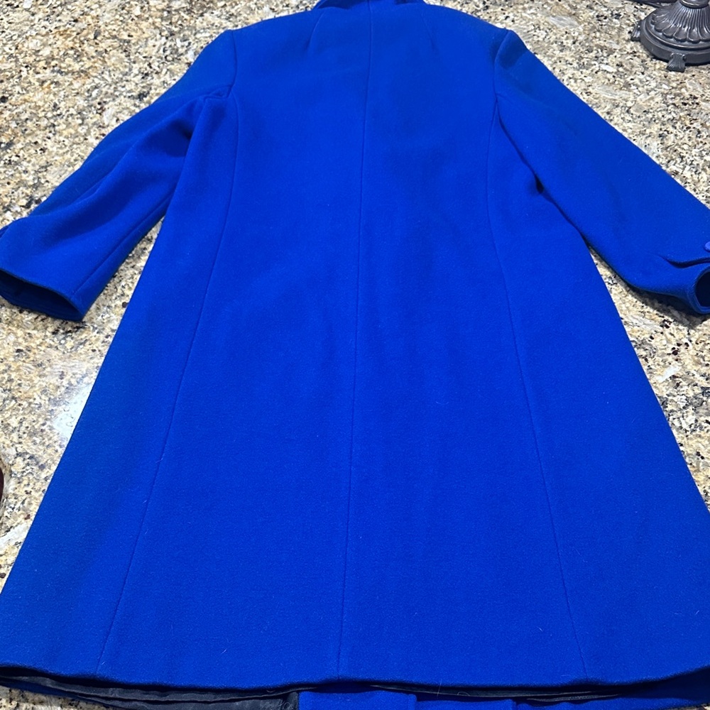 Elegant Vintage Blue Double-Breasted Wool Pea Coat - Picture 12 of 13